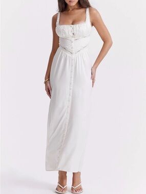 House of CB illiana Ivory / white silk Maxi Dress